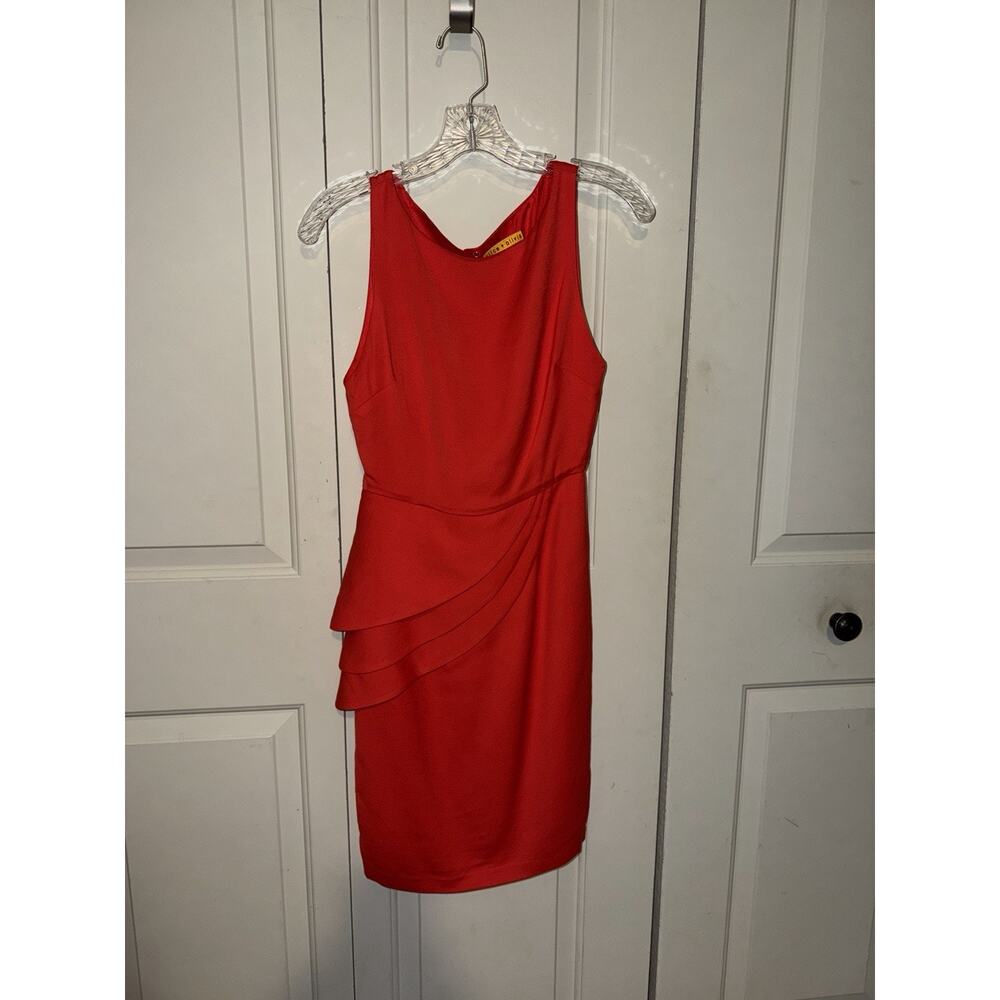 Alice + Olivia Red Mini Dress Open Back Side Ruffle Size 0 XS